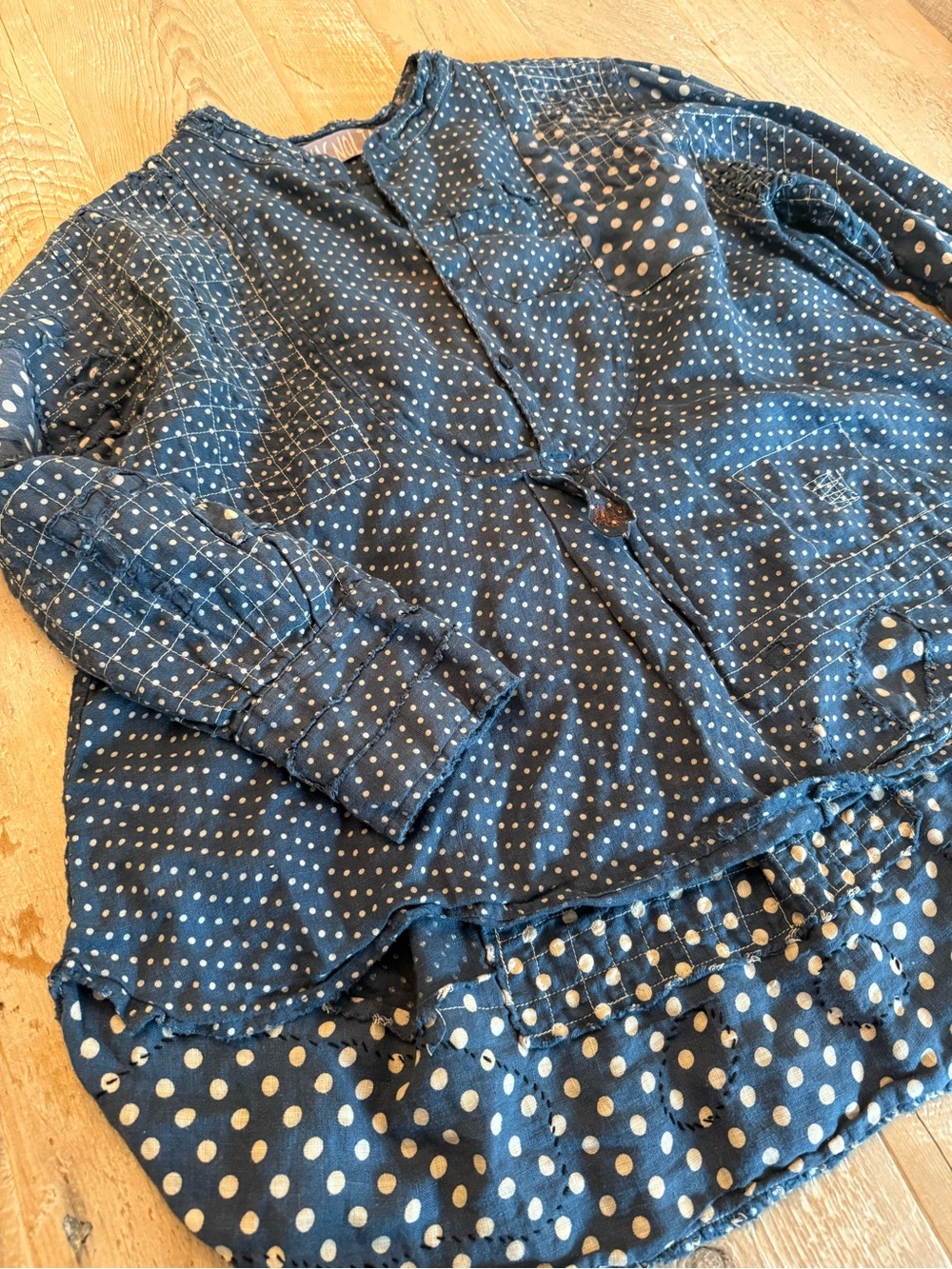 Magnolia Pearl Indigo Polka Dot Henry Top 926 Charlie OS NWOT - Picture 6 of 16